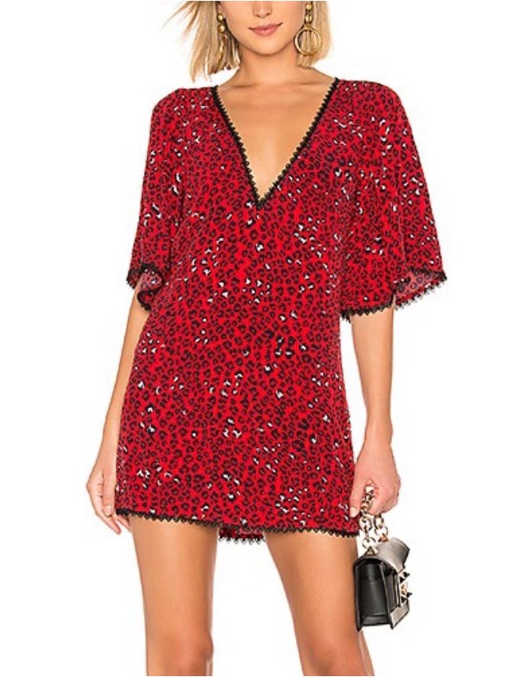 Lovers + Friends Red Leopard Tie-Back Mini Dress